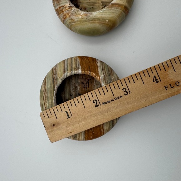 Onyx Stone Striped Pattern Ash‎ Tray Set Home Decor - Picture 5 of 5